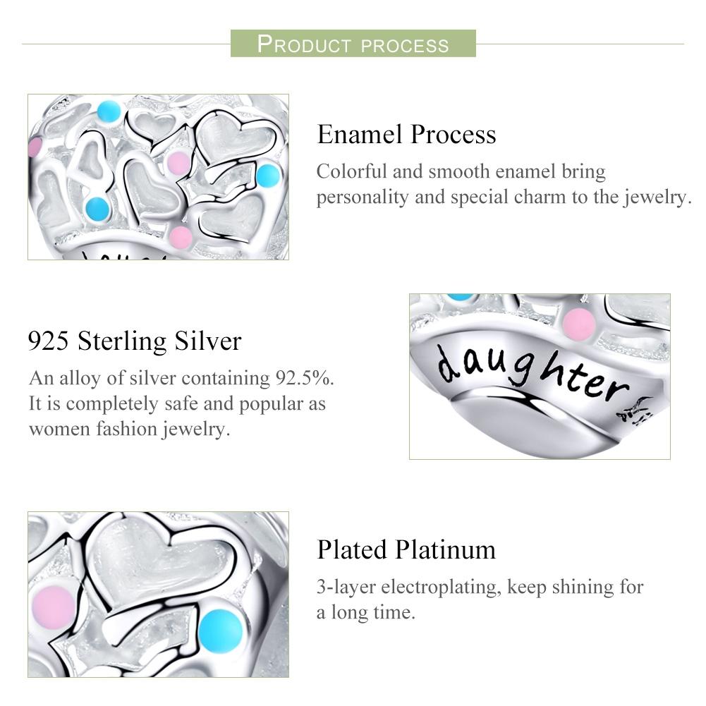 925 Sterling Silver Love Heart Beaded Bracelet Charms