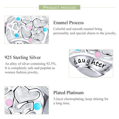 925 Sterling Silver Love Heart Beaded Bracelet Charms