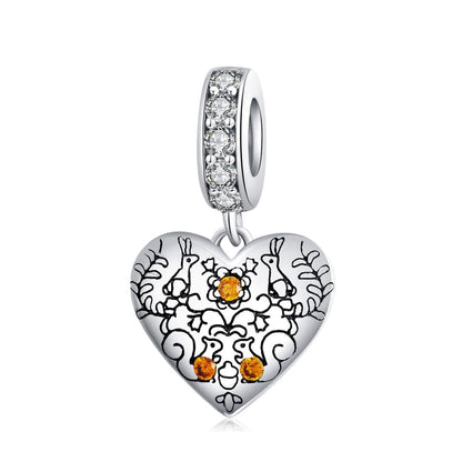 925 Sterling Silver Pine Cone Squirrel Pendant Diy Bracelet / Necklace