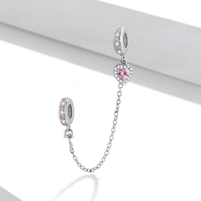 925 Sterling Silver Heart Zircon Safety Chain For Diy Bracelets & Necklaces