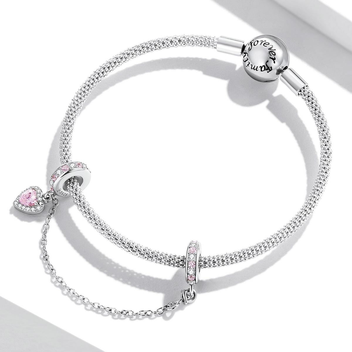 925 Sterling Silver Heart Zircon Safety Chain For Diy Bracelets & Necklaces