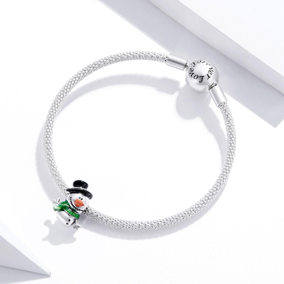 925 Sterling Silver Snowman Beads For Diy Bracelets & Necklaces