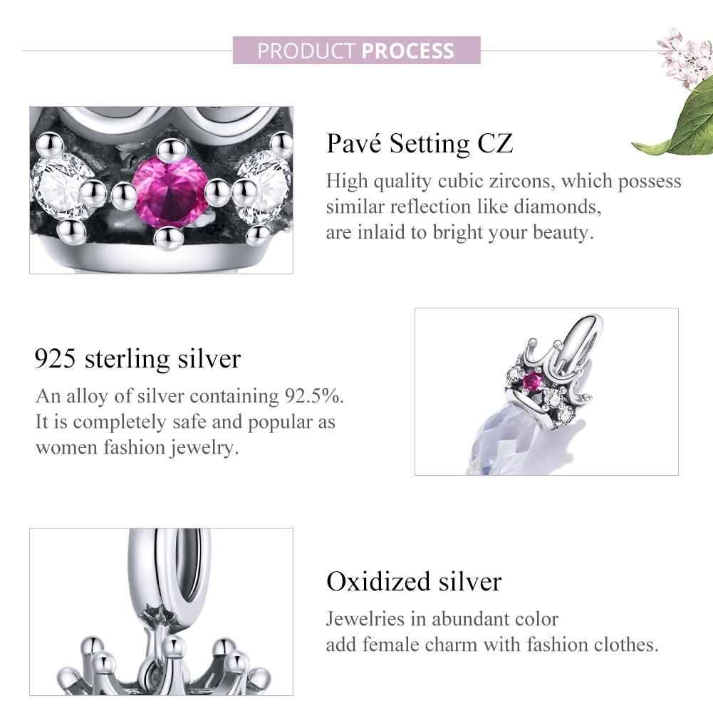 925 Sterling Silver Ornate Crown Pendant For Diy Bracelets & Necklaces