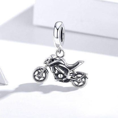 925 Sterling Silver Motorcycle Pendant For Bracelet Or Necklace
