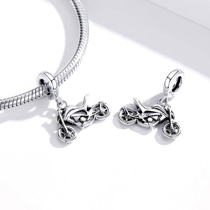 925 Sterling Silver Motorcycle Pendant For Bracelet Or Necklace