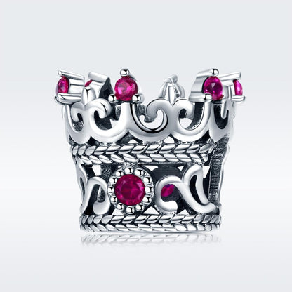 925 Sterling Silver Red Crown Beads For Diy Bracelets