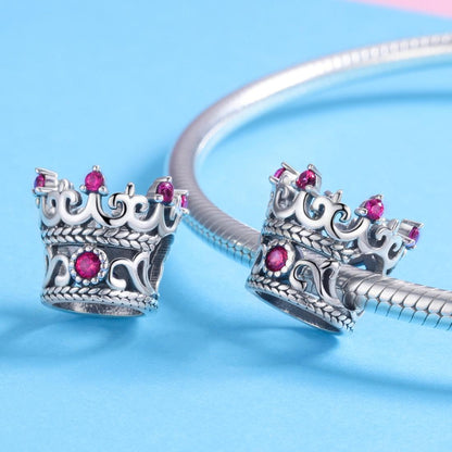 925 Sterling Silver Red Crown Beads For Diy Bracelets
