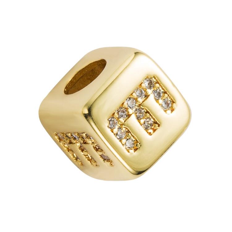 Brass Micro Inlaid Couple Red String Pull Diy Bracelet English Letter Beads Jewelry Style - E