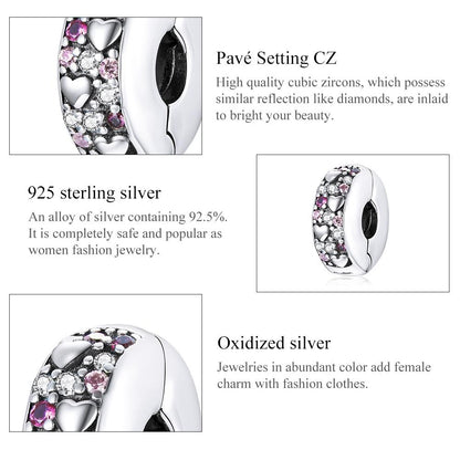 925 Sterling Silver Sparkling Love Beads For Diy Bracelets & Necklaces
