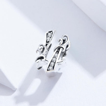 925 Sterling Silver Relief Number Series 0 9 Beads For Diy Bracelets And Necklaces Style - 4