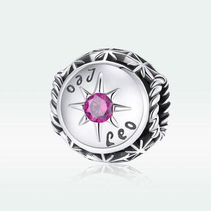 925 Sterling Silver Zodiac Zircon Bead Bracelet / Necklace Set Leo Style - Leo