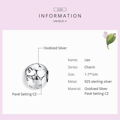 925 Sterling Silver Diy Zodiac Bracelet Beads Leo Style - Leo