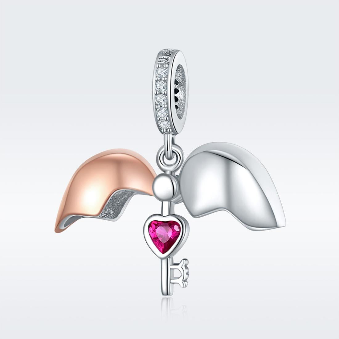 925 Sterling Silver Openable Heart Key Charm For Diy Bracelets