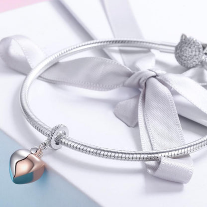 925 Sterling Silver Openable Heart Key Charm For Diy Bracelets