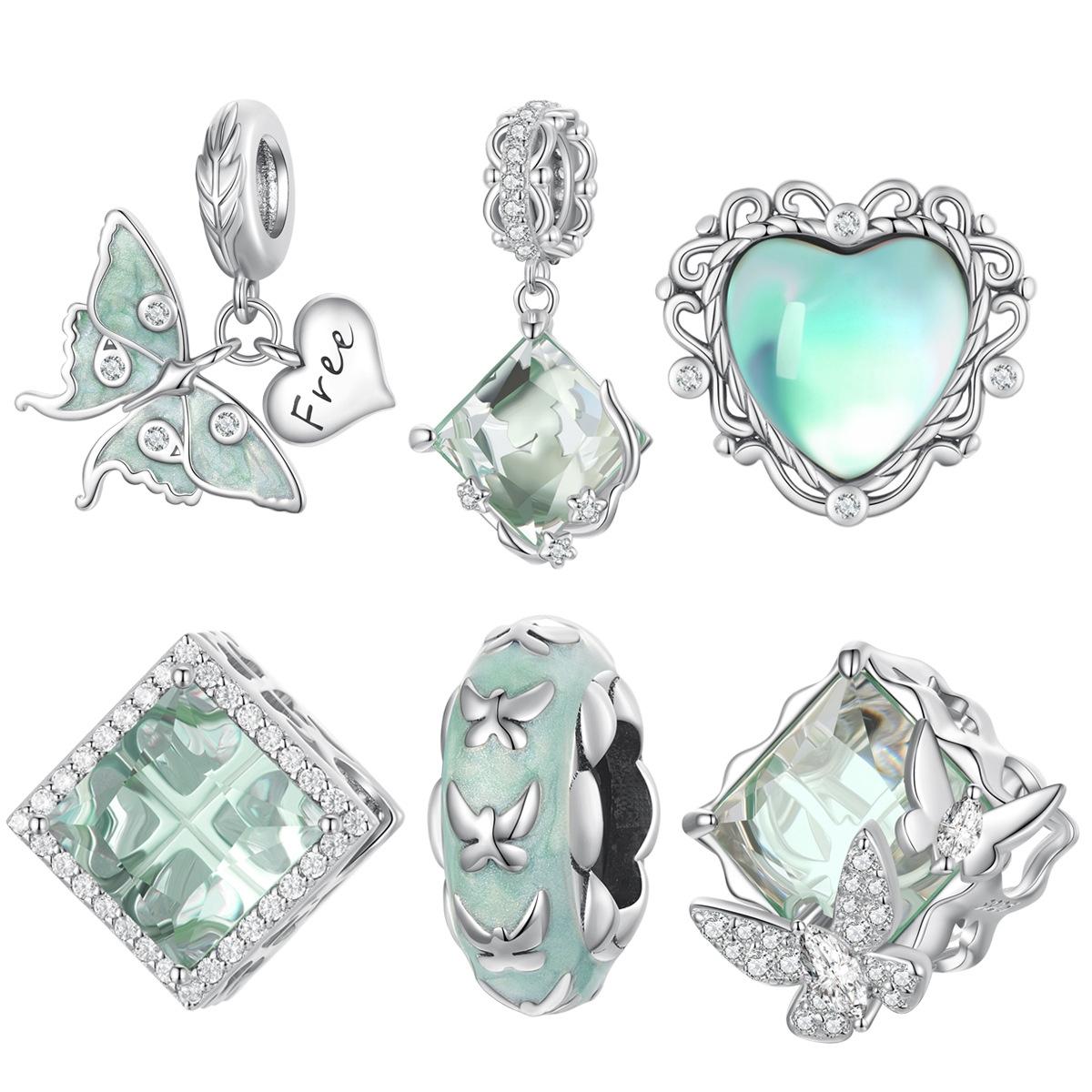 925 Sterling Silver Fresh Natural Heart Pendant For Diy Bracelet Style - Heart-Shaped