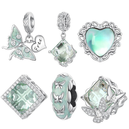925 Sterling Silver Fresh Natural Heart Pendant For Diy Bracelet Style - Heart-Shaped