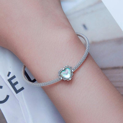 925 Sterling Silver Fresh Natural Heart Pendant For Diy Bracelet Style - Heart-Shaped