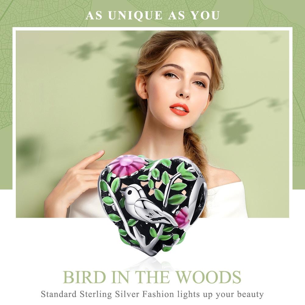 925 Sterling Silver Bird Charm Bead For Bracelets & Necklaces
