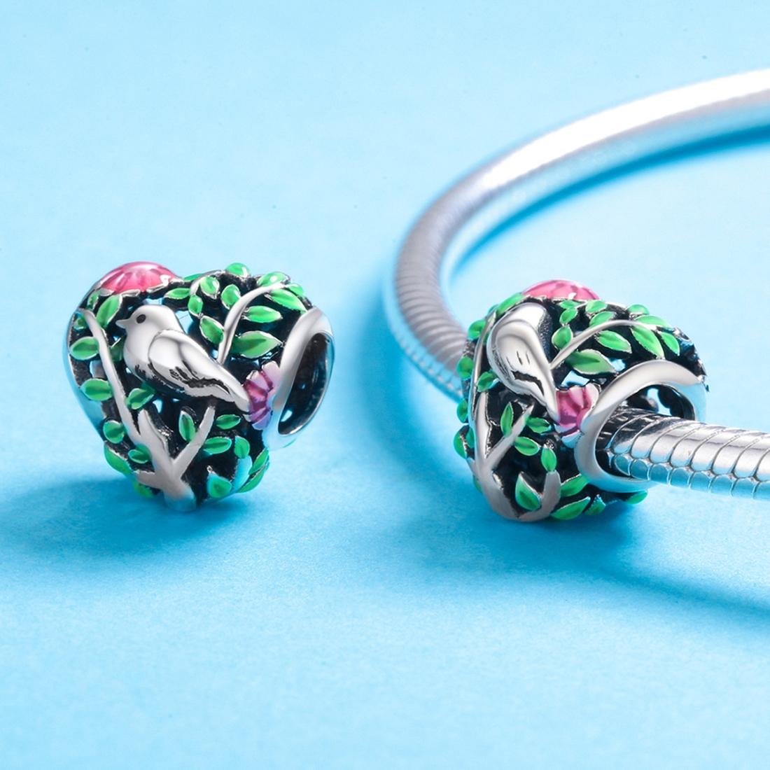 925 Sterling Silver Bird Charm Bead For Bracelets & Necklaces