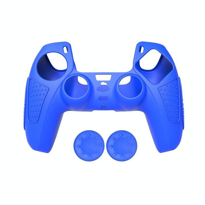 Black Silicone Protective Case for Ps5 Gamepad - Anti-skid Cover - Blue + 2 Hats