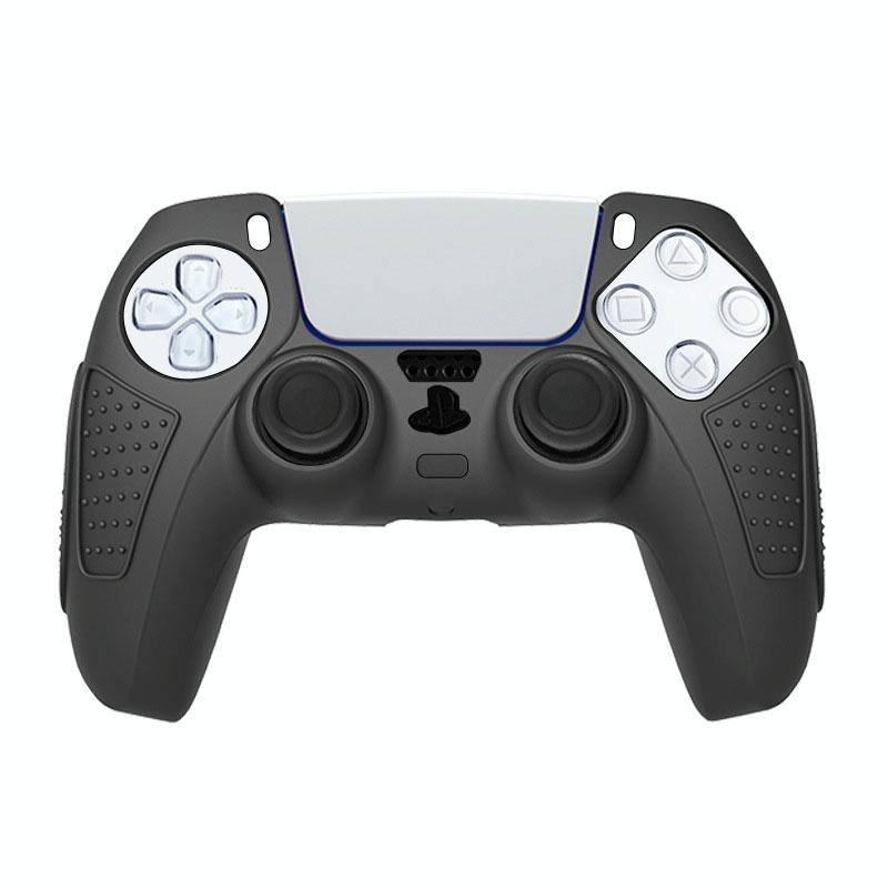 Black Silicone Protective Case for Ps5 Gamepad - Anti-skid Cover - Blue + 2 Hats