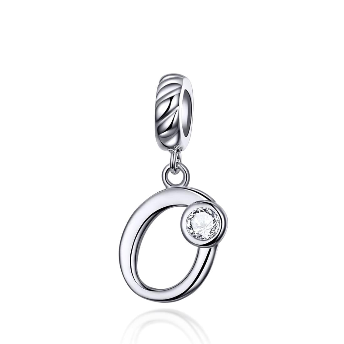 925 Sterling Silver Personalized Letter Pendant For Diy Bracelets & Necklaces Style - O