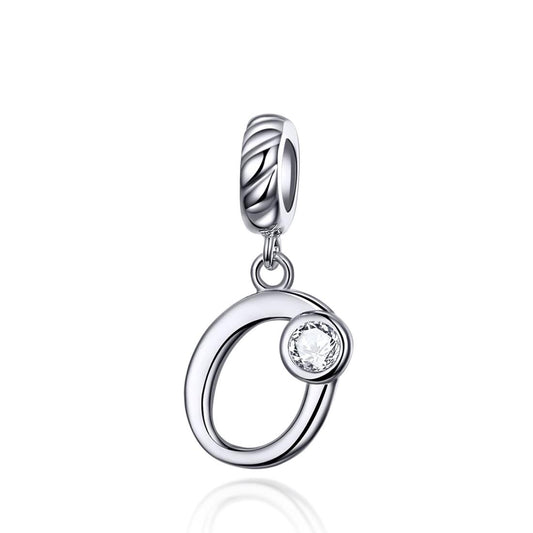 925 Sterling Silver Personalized Letter Pendant For Diy Bracelets & Necklaces Style - O