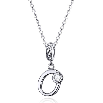 925 Sterling Silver Personalized Letter Pendant For Diy Bracelets & Necklaces Style - O