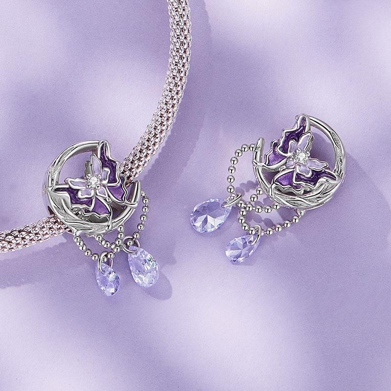 925 Sterling Silver Moon Butterfly Pendant Necklace