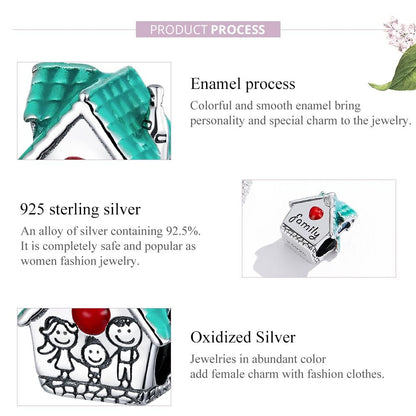 925 Sterling Silver Small House Beads For Diy Bracelets & Necklaces