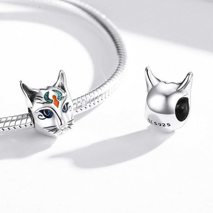 925 Sterling Silver Egyptian Cat God Bead For Diy Bracelet / Necklace