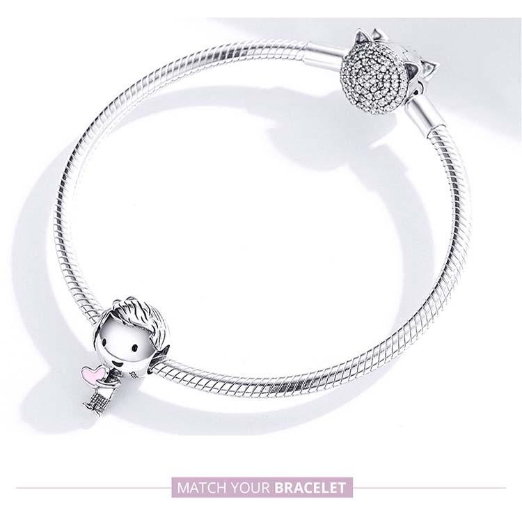 925 Sterling Silver Childhood Boy Beaded Bracelet Diy Accessory