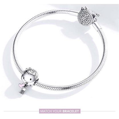 925 Sterling Silver Childhood Boy Beaded Bracelet Diy Accessory