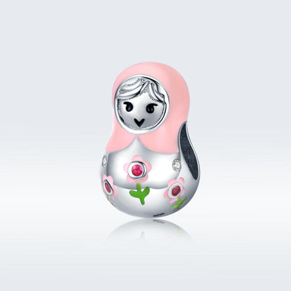 925 Sterling Silver Russian Doll Beaded Bracelet