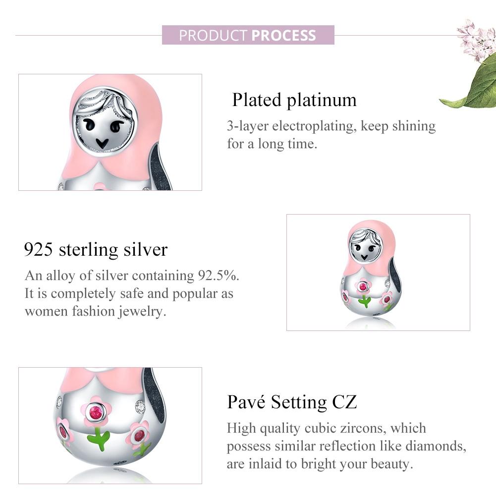 925 Sterling Silver Russian Doll Beaded Bracelet