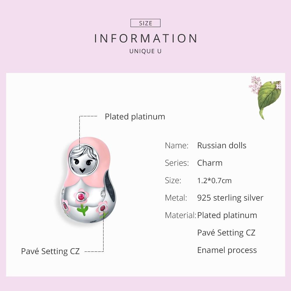 925 Sterling Silver Russian Doll Beaded Bracelet