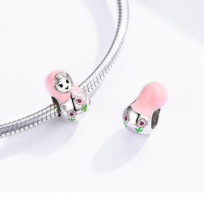 925 Sterling Silver Russian Doll Beaded Bracelet