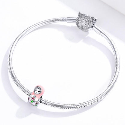 925 Sterling Silver Russian Doll Beaded Bracelet