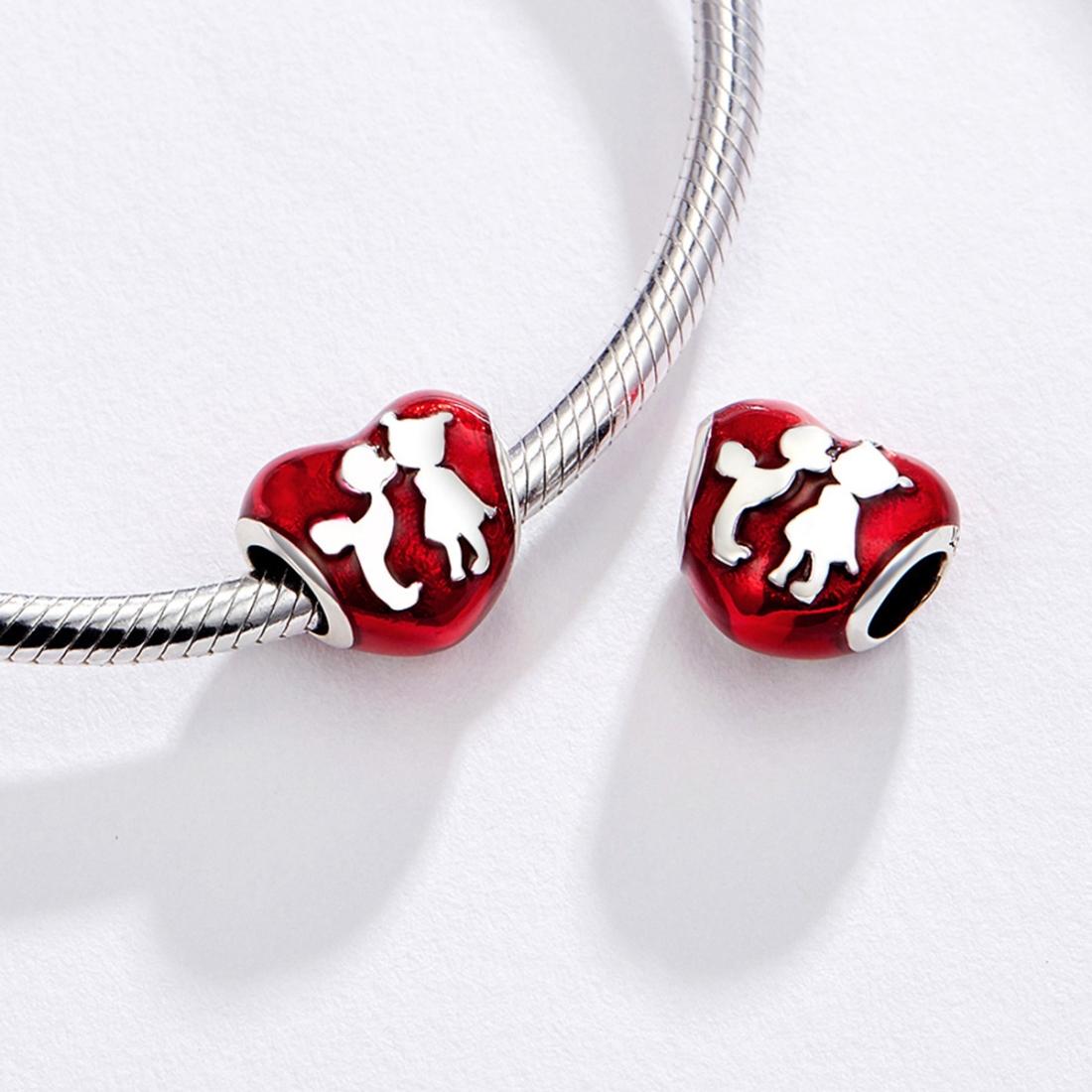 925 Sterling Silver Red Heart Diy Bracelet / Necklace Set
