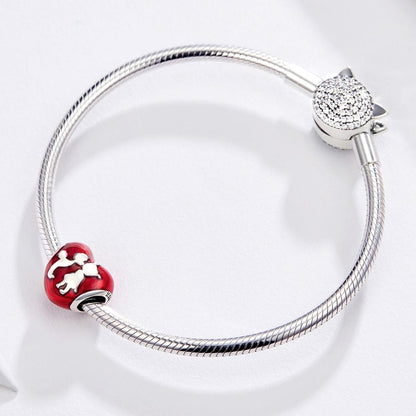 925 Sterling Silver Red Heart Diy Bracelet / Necklace Set