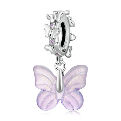 925 Sterling Silver Glazed Butterfly Pendant For Diy Bracelets & Necklaces