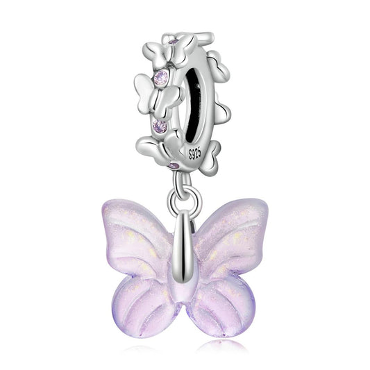 925 Sterling Silver Glazed Butterfly Pendant For Diy Bracelets & Necklaces