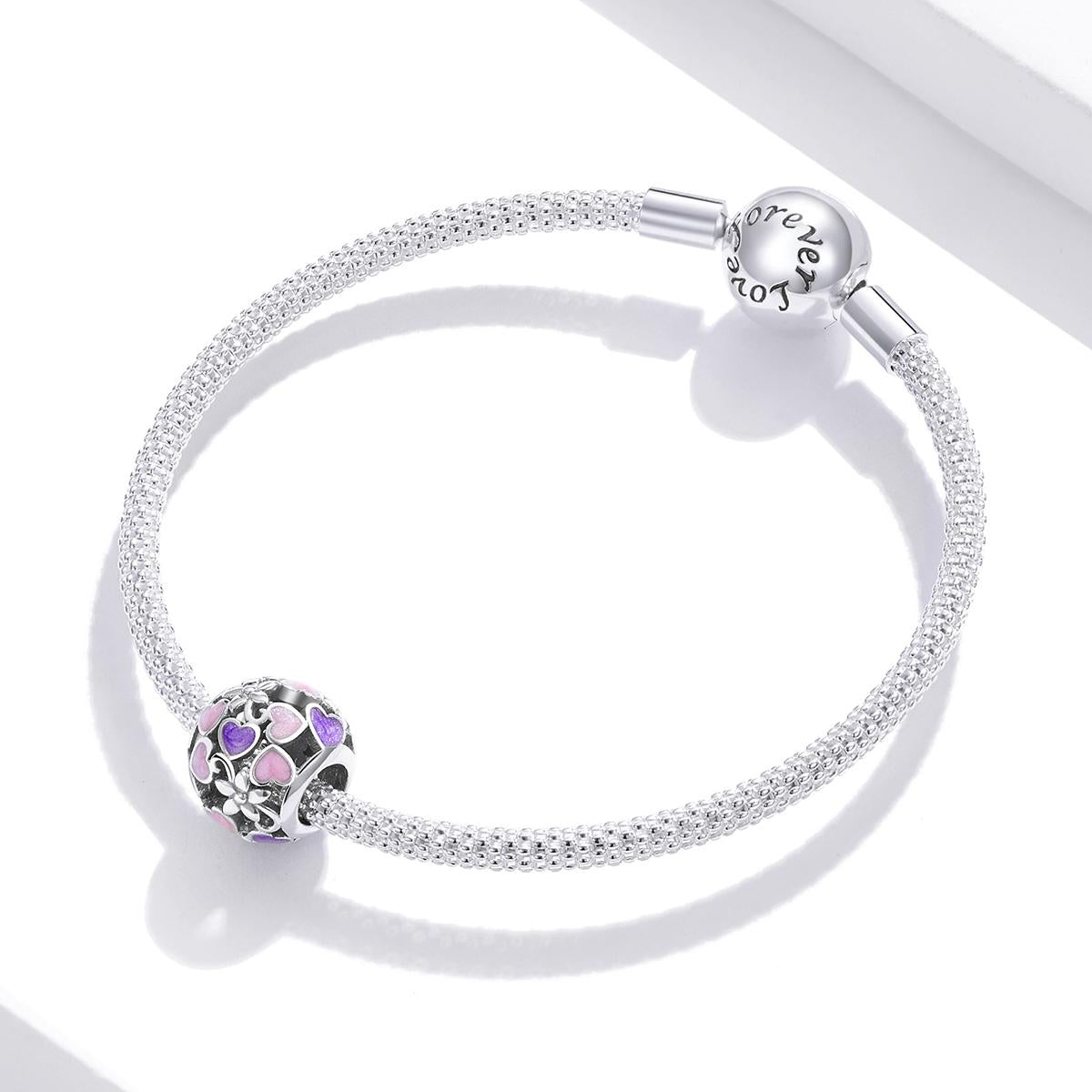 925 Sterling Silver Flower Heart Beads For Diy Bracelets & Necklaces