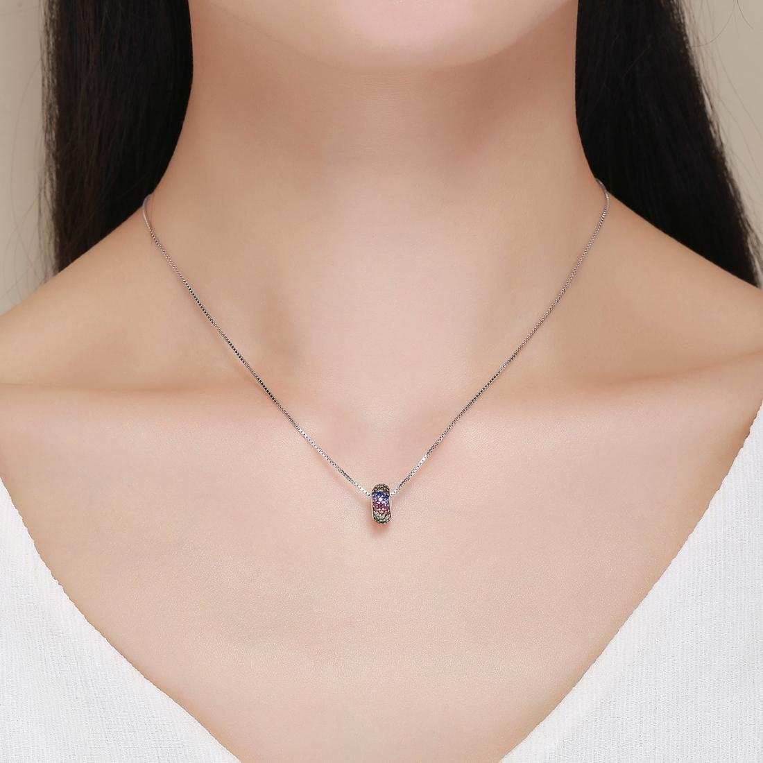 925 Sterling Silver Rainbow Diamond Bead Pendant For Diy Bracelets And Necklaces