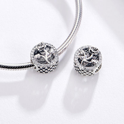 925 Sterling Silver Rose Beaded Bracelet Charm