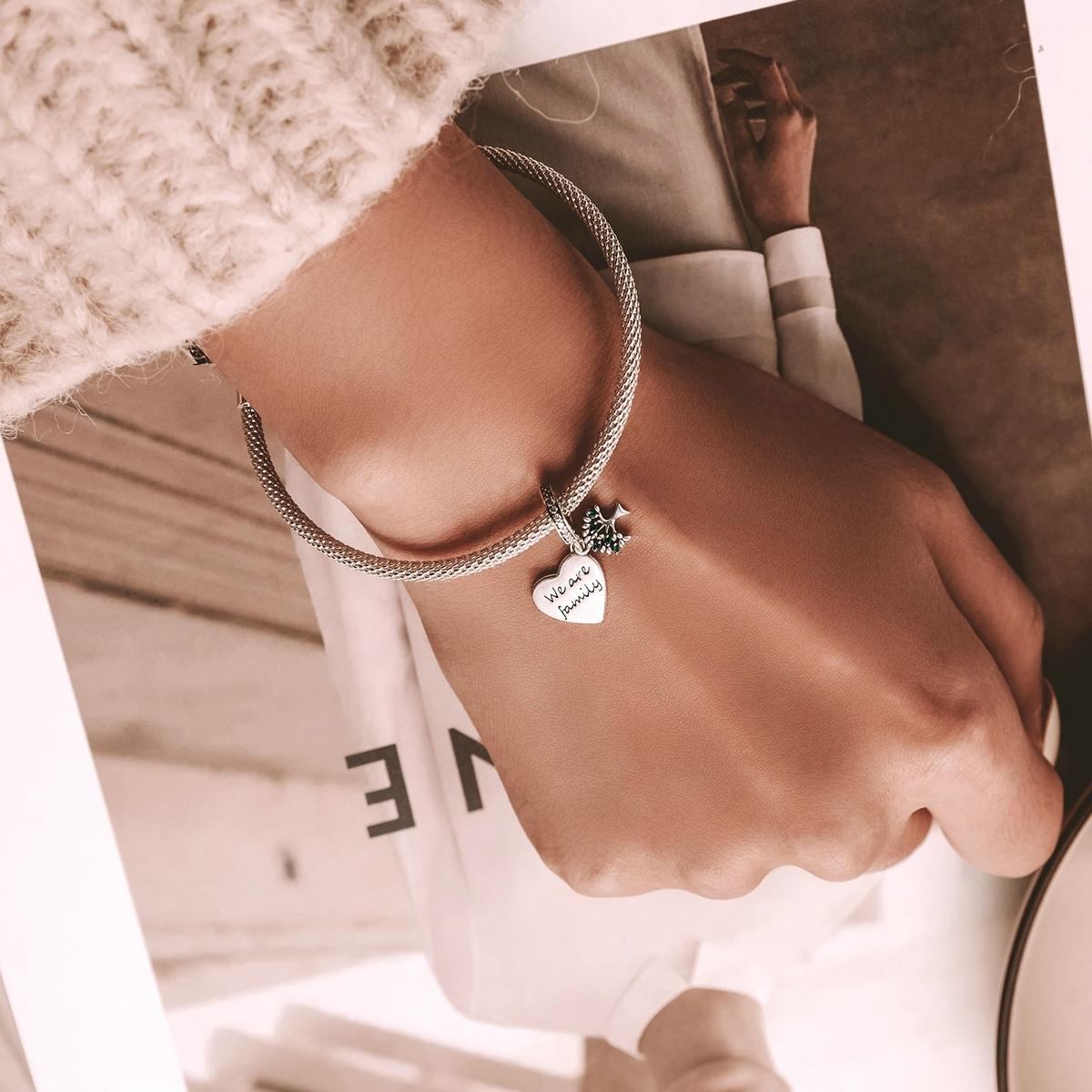 925 Sterling Silver Heart Tree Pendant For Bracelet Or Necklace