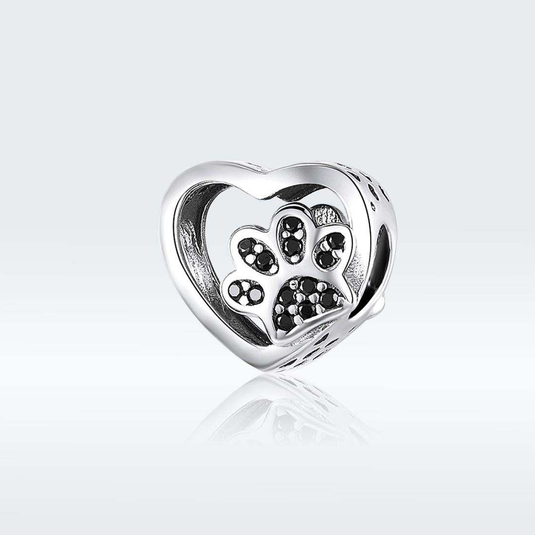 925 Sterling Silver Pet Paw Print Beaded Bracelet Bead