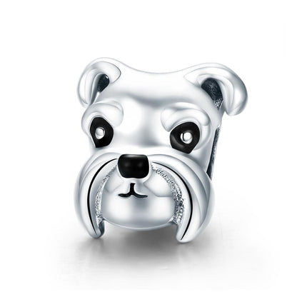 925 Sterling Silver Schnauzer Beads Platinum Plated