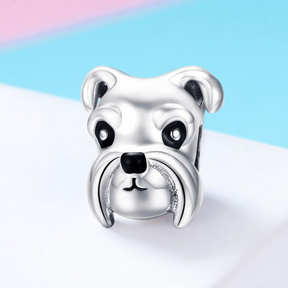 925 Sterling Silver Schnauzer Beads Platinum Plated