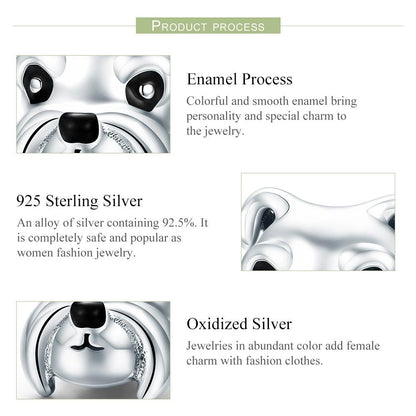 925 Sterling Silver Schnauzer Beads Platinum Plated